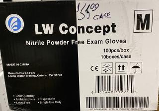 LW Concepts Non-Powdered Black Nitrile / 5.5 Mil / Size M / Case is 10 boxes of 100