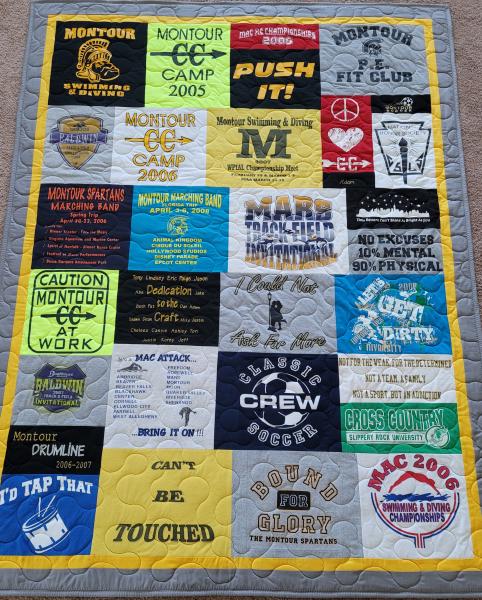 Mosaic T-shirt Quilt with Outer Border.