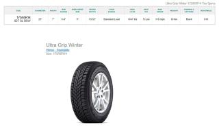 175/65R14 Goodyear Ultragrip Winter Tires Each