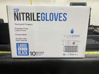 Clean Projects Non-Powdered Black Nitrile Gloves / 5.5 mil / Size L / Case is 10 boxes of 100