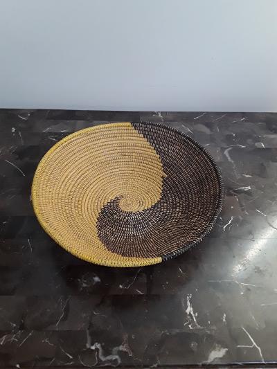 Versatile Multicolor Round Senegalese Hand Woven Basket, Storage.