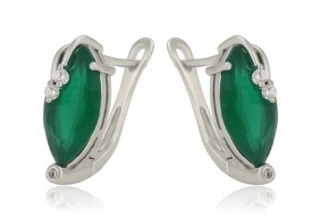 Emerald Rhodium Plated Stud Earrings