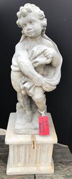 FOUR SEASONS CHERUB CONCRETE STATUES ON PEDESTALS