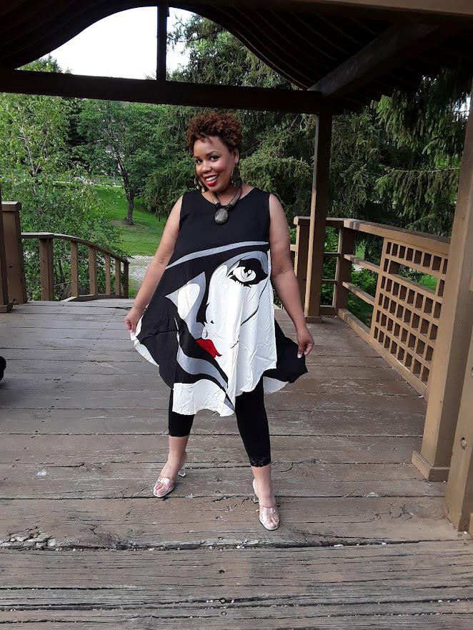 Abstract Human Face Umbrella Dress.