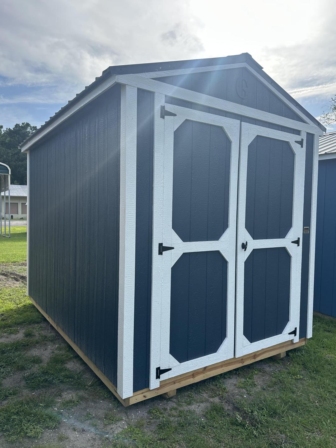 Graceland 8x12 Utility Shed - Steel Blue with Onyx Roof | Essential Series