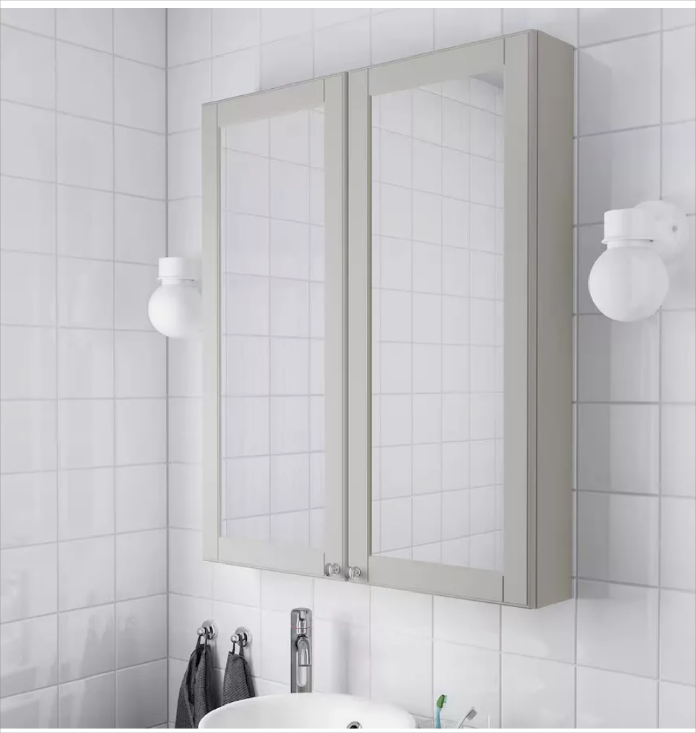 IKEA GODMORGON Bathroom 2 Door Cabinet 31 1/2x5 1/2x37 3/4 " Kasjon Light Gray