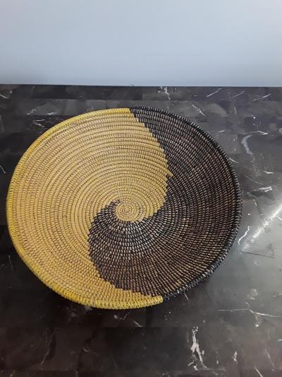 Versatile Multicolor Round Senegalese Hand Woven Basket, Storage.