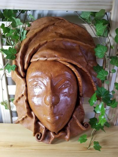 Brown Leather Tribal Face Mask