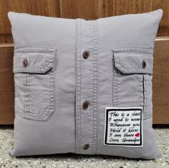 Memory pillow made from Loved Ones Shirts.