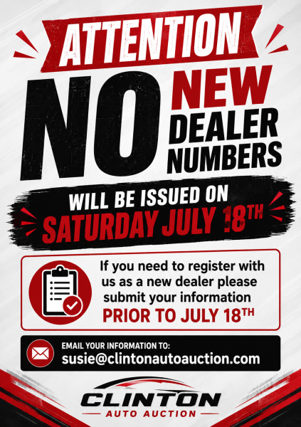 No New Dealer Numbers On Saturday July 18th