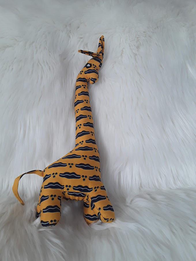Handmade Stuffed African Fabric Giraffe