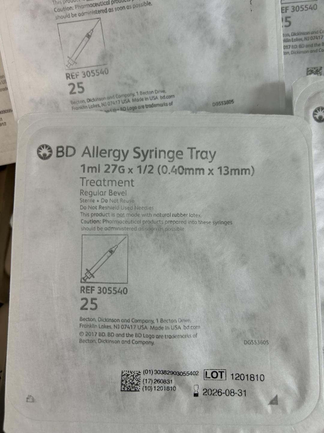 Allergy Syringe Tray