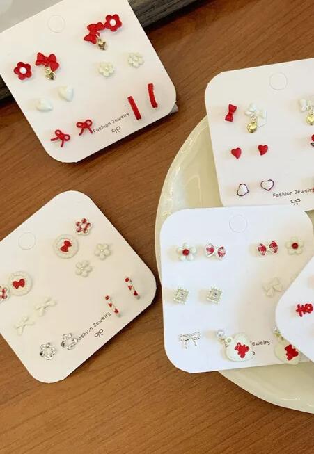 Earrings Stud Set – Bows, Flowers & More