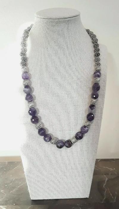 Amethyst Crystal Tribal Necklace.
