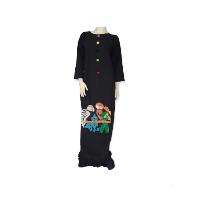 Embroidered Multicolor Black Dress