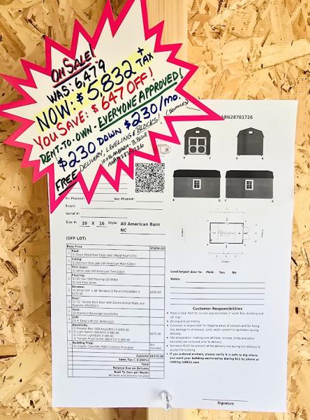 🔥SAVE $647 - 10X16 BARN w/ELECTRICAL - $5,832 or $230 DOWN - $230/Mo - NO CREDIT CHECK - FREE DELIVERY & BLOCKS! (50 miles)