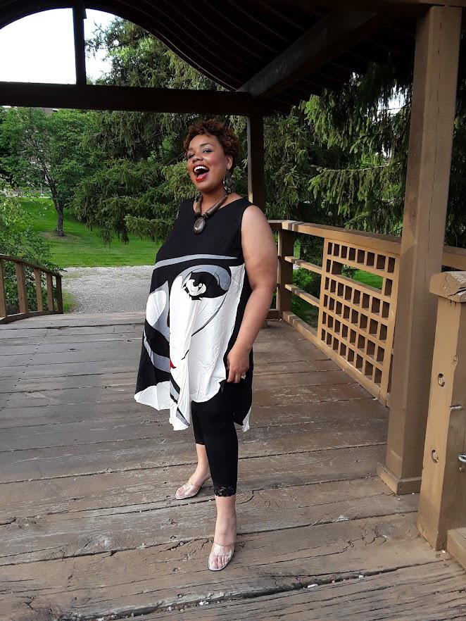 Abstract Human Face Umbrella Dress.