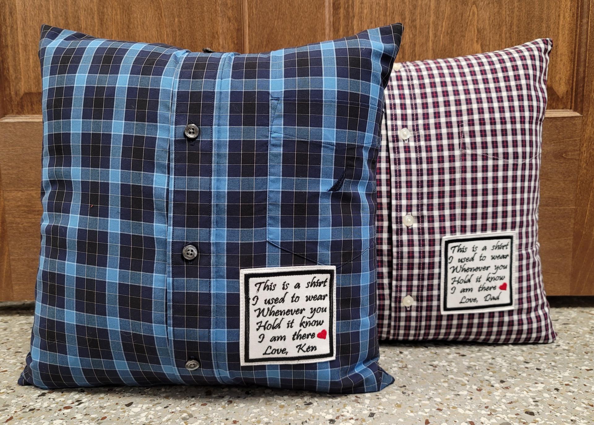Memory pillow made from Loved Ones Shirts.