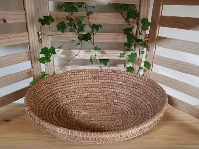 Light Brown Unique Traditional Hand Woven Senegalese Basket, Decorative Storage.