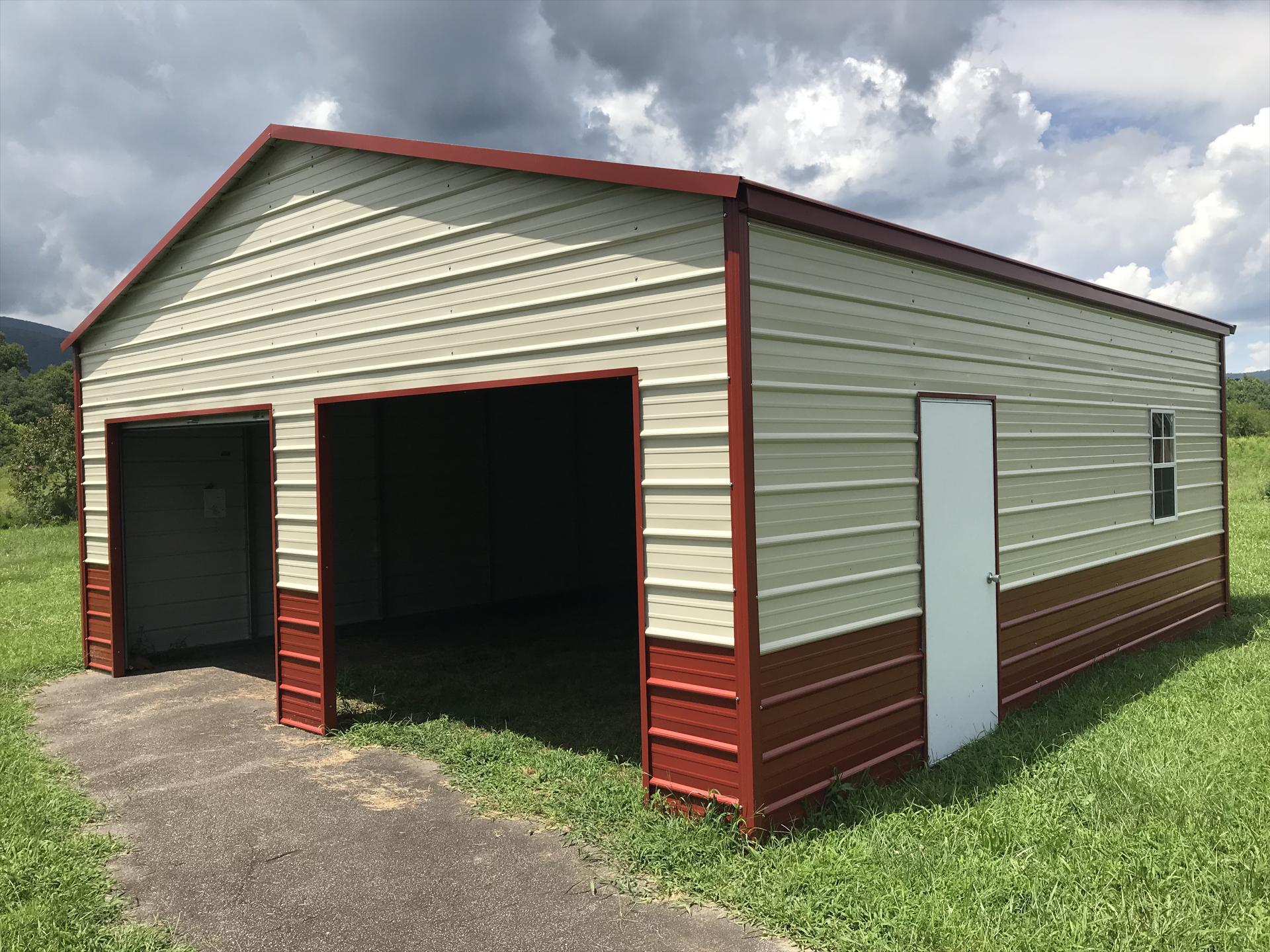 SAVE $2,518 - ONLY $7,552 + tax for this 24x25X9 Boxed Eave Roof 2 Car Garage
